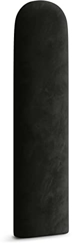 Muralo Panel de Pared Tapizado Ovalado de Terciopelo - 20x100 cm, Negro | Cojín de pared acolchado en terciopelo, efecto 3D, montaje en la pared con adhesivo, ideal como cabecero de cama o respaldo