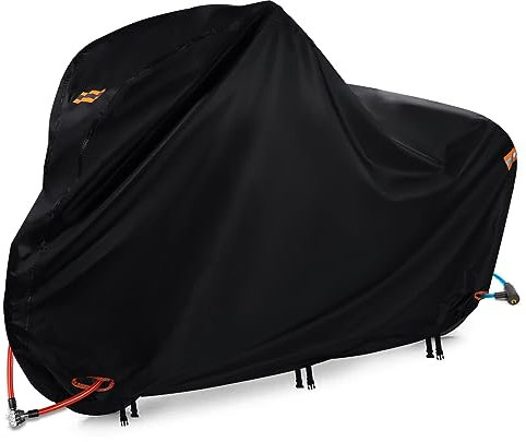 Bike Covers for Outside Storage for 1 Bike, 420D Heavy Duty Oxford Fabric Waterproof Bicycle Cover Fit Up to 172cm Bike, Anti Dust Rain Snow UV for Mountain Road Electric Bike (200x70x110cm)