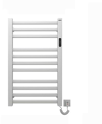 SWHC Radiator Towel Rail White, 55×90×10CM Towel Warmer Digital Display Electric Heated Towel Rail 350W Electric Towel Radiator Wall Mounted Adjustable Temperature and Timing