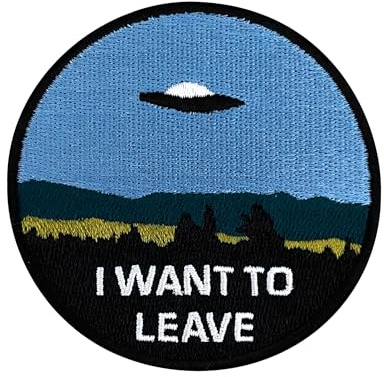 Urbanski Patch UFO I want to leave zum Aufbügeln 7,4 x 7,4 cm | Aufnäher Applikation Bügelbild