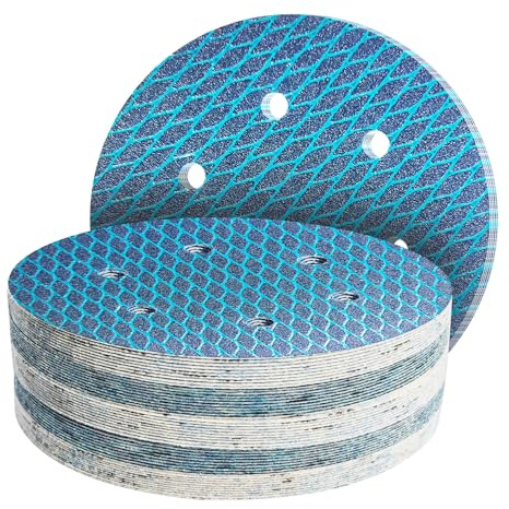 GZKTY 50Stk 150mm Klett Schleifpapier, Exzenter Schleifscheiben, 6-Loch Korn 80 Diamant-Form Schleifpads, Schleifmittel Resistent gegen Zusetzen für Exzenterschleifer Schleifmaschine