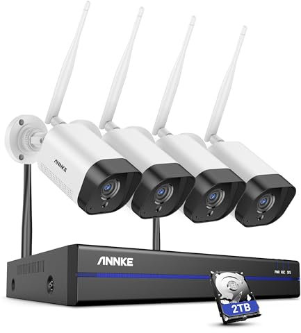 ANNKE 5MP WLAN Überwachungskamera Set Aussen, 16CH 4K NVR mit 4X 5MP WiFi Kameras, Intelligente Personenerkennung, 2-Wege Audio, 30m Nachtsicht, IP67 Wasserdicht, Kompatibel mit Alexa, 2TB Festplatte