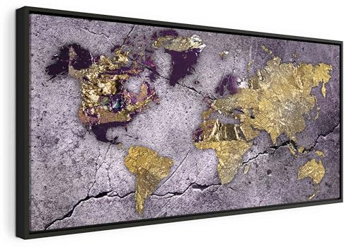 murando - Leinwandbild Weltkarte schwarzer, 120x60 cm, Schlafzimmer, modern