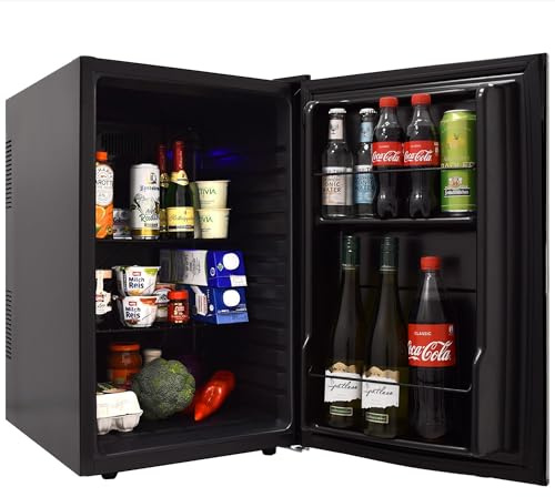 Syntrox Germany Hotelkühlschrank Modau Minibar & Minikühlschrank Geräuscharm, Vibrationsfrei, 70/130 Watt, schwarz, Automatische Abtaufunktion, Höhenverstellbarer Einschub (80 Liter)