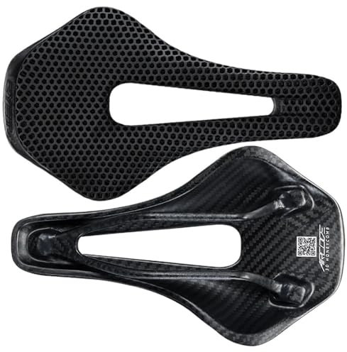 Fahrradsattel Bedruckter Fahrradsattel, Ultraleicht, aus Kohlefaser, hohl, bequem, atmungsaktiv, MTB, Schotter, Rennrad, Radfahren, Sitzteile Sattel (Color : Black Carbon Base)