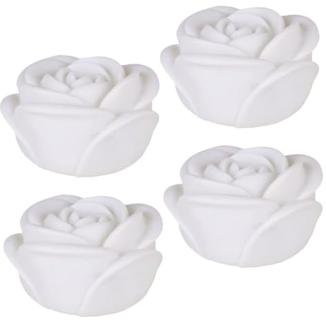 jojofuny 4 Stück LED Teelichter Kerzenlicht Rosenlicht Geführte Kerze Rose Kerze Hochzeitskerzenlampe Festival Dekorative Lampe Partylampe Weiß Led Teelicht （Eingebauter Akku）
