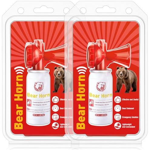 Dunkive 2 Pack Bear Horns - Very Loud 120dB Air Horns for Safety, Heard Up to 1/2 Mile Away, Scares Wild Animals