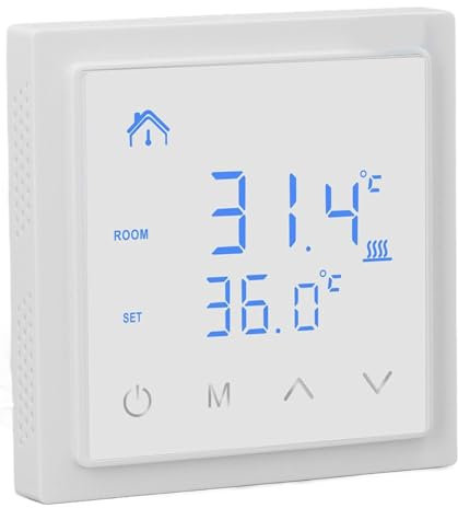 Smart Termostat 16A AC85V‑250 V LED-skärm Elektrisk Golvvärme Termostat Paneltemperaturkontroll Hemtermostat (WHITE)