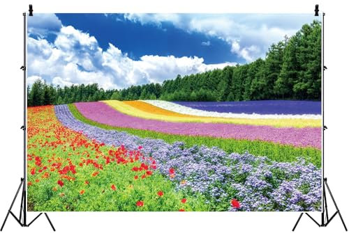 Ttincceer 2.2x1.5m Flores de Primavera Telón de Fondo Flores Coloridas Floreciente Bosque Verde Cumpleaños Fotografía Fondo Naturaleza Paisaje Nupcial Ducha Telón de Fondo Banner
