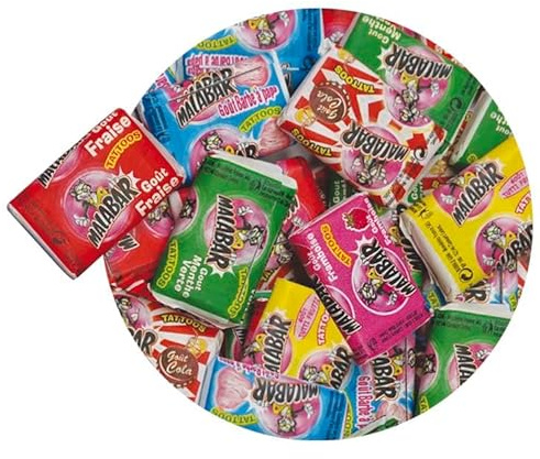 Sachet de 500g de Malabars Assortis – Bonbons Chewing-Gum Colorés aux Saveurs Fruitées, Parfait pour les Goûters et les Fêtes