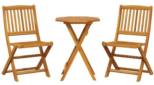 Eleganz Klappbares 3-TLG. Bistro-Set aus Akazien-Massivholz, ölbehandelt – Perfekt für kleine Gärten, Balkone und Terrassen – Langlebig & pflegeleicht
