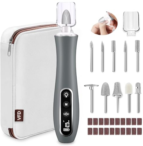 Electric Nail File Drill, Cordless 2000 mAh Rechargeable Nail Filer Electric, Portable Nail Dril 10 Speeds Professional Machine Drill for Nails Acrylic Manicure and Thick Toenails Grinder