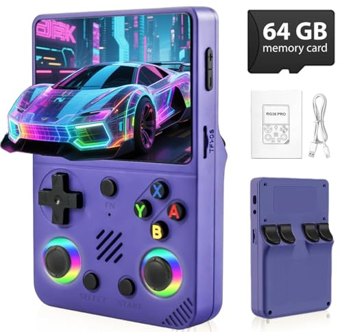 Colourbing RG36PRO - Console di gioco portatile retrò, sistema open source, schermo IPS da 3,5, oltre 30.000 giochi classici, scheda TF 64G, batteria da 3000 mAh, lettore di gioco portatile per