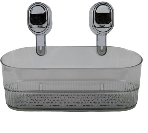 Contenitore funzionale con ventosa, per articoli da toeletta, per piccoli spazi, facile da mantenere e design igienico (grigio)