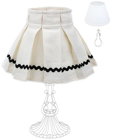 Lauusiusi Fabric Lampshade Cover Box Pleated, Handmade Dust-Proof Light Skirt for Table Desk and Floor Lamps Farmhouse Home Decor for Living Room Bedroom (5x9x7, White)