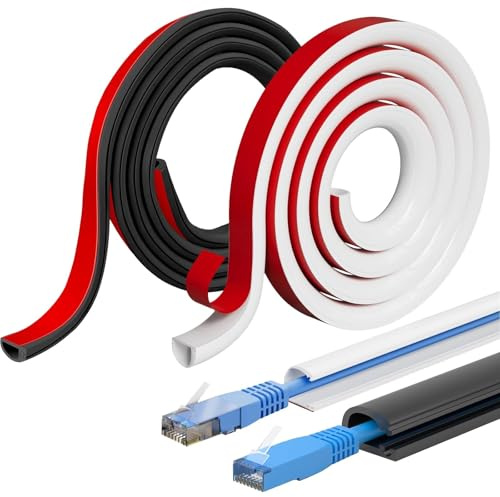 6 M Goulotte Passe Cable 2 Pièces Goulotte Electrique Convient Aux Murs Et Aux Sols De L'école De La Maison Et du Bureau Blanc Et Noir
