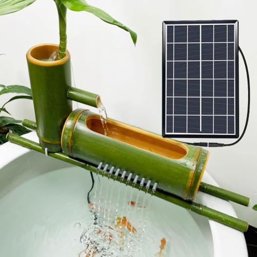 Fontana in bambù con pompa solare, kit fai da te, decorazione da giardino zen per esterni