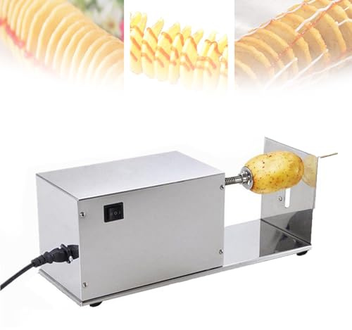SgyGlyn Coupe-Pommes de Terre électrique Tornado en Acier Inoxydable, trancheuse à Frites en Spirale Commerciale, Taille 18 cm avec Arbre Fixe, précision 1-2 mm, pour Stand de Restauration