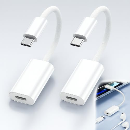 Tuwonwa 2 PCS Adaptador USB C Convertidor, USB-C Macho a Hembra, Extensor de Puerto Universal para Carga Rápida, Transferencia de Datos y Audio, Compatible con Auriculares, Cables y Dispositivos