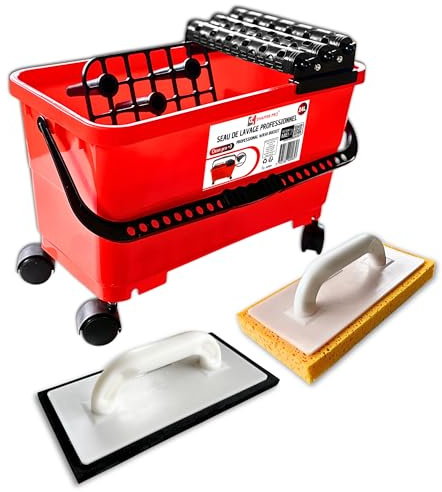 Pro Shaffer Fugenset - Clean Pro+ Eimer 24 Liter (3 Rollen) + Fugenbrett + Putzbrett - Komplett-Set für perfekte Fugen Boden & Wand - Profi & Heimwerker