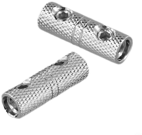 Oniissy 2 PCS 8 Gauge Brass Butt Connectors for Car Audio Wire Extension, Resistant Silver Terminal Couplers with 8GA Input and Output