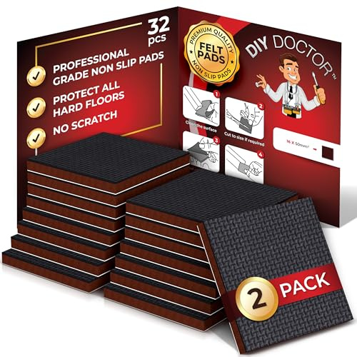 DIY Doctor Rubber Feet for Furniture (32 Pack) – Protect Wooden Floors & Furniture – Chair Leg Floor Protectors – Sofa Feet Pads for Scratch-Free Floors