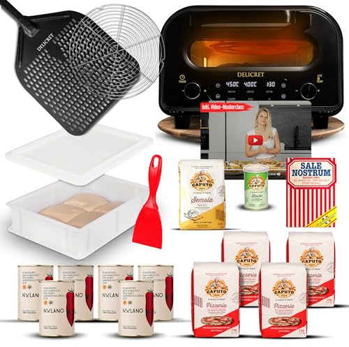 DELICRET Pizzaofen elektrisch Deluxe Set für Pizza Napoletana