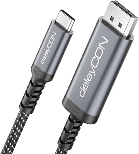 deleyCON 2m USB-C auf DisplayPort Kabel (4K@60Hz, 2K@165Hz) - für DisplayPort Monitore - MST, Thunderbolt 3/4, für iPhone 17,16,15, Notebook, MacBook, iPad Pro/Air, Galaxy S26 S25 S24