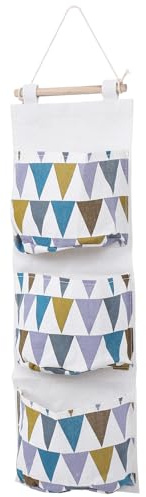 HOMSFOU Borsa Organizer 3 Strati e Traspirante in Cotone Lino per Porta della Stanza o Bagno, Set