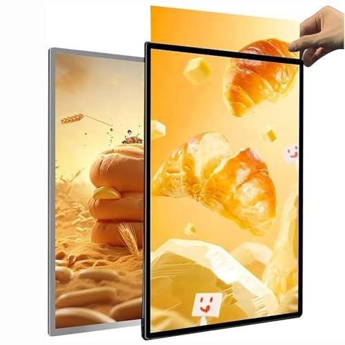 Cornice per poster a LED, da parete, per interni, profilo ultrasottile in alluminio con vetro temperato, per esporre menù in ristoranti e negozi