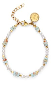 SINGULARU Pulsera Mujer Daylight Perlas Acero Baño Oro