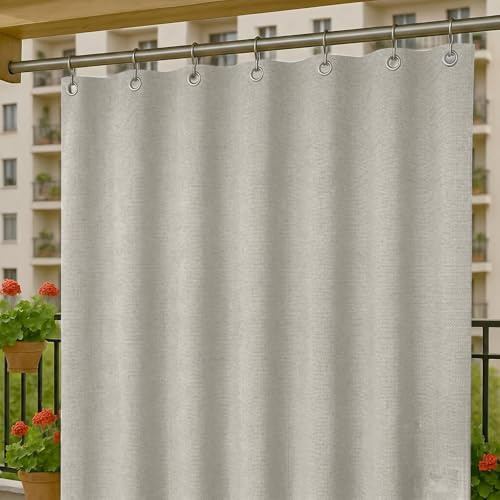 Byour3 -Tende Impermeabili per Esterno con Anelli in Metallo A Caduta Antimuffa - Tende Laterali Gazebo Oscuranti Tenda Parasole per Terrazzo Balcone Tela Solare Frangivista (Grigio, L.200x290H)