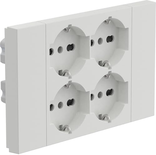 Electraline 22108 Multipresa da incasso Quadra 4 Posti Universali P40, compatibile con tutte le scatole da incasso 3 e 4 posti (muratura o cartongesso), Bianco