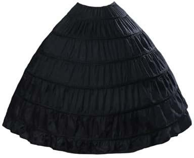 BEAUTELICATE Sottogonna Petticoat Donna Gonna Lunga 6 Cerchio Crinolina Rockabilly Vintage Sottoveste per Vestito Abito da Sposa Anni 50,Nero