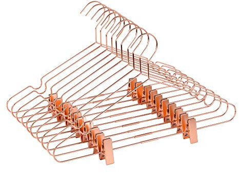 Koobay Kleiderbügel mit Metallhaken, 41,9 cm, Rotgold, Kupfer, mit Clips, Kleiderbügel, 50 Stück