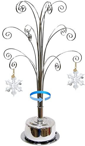 HOHIYA for Swarovski Christmas Ornament 2025 Ornament Display Tree Stand Rotating Hanger Hook Holder Hanging Crystal Suncatcher Decorations Grandmom Gift Silver 16.75 Inch