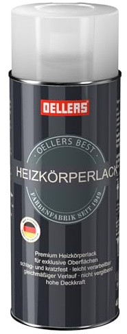OELLERS Premium Heizkörperlack Sprühlack, 400 ml, RAL 1037 Sonnengelb, hochgradig schlag - und kratzfest, beste Ergebnisse für exklusive Oberflächen | Bis 120 °C temperaturbeständig, glänzend, schlag- und kratzfest, hohe Deckkraft, für Heizkörper und Metallflächen