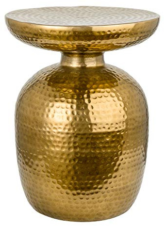 Beistelltisch ORIENT 36cm - gold - Metall - handgefertigt angenehme Haptik | Montiert, hochwertig, stabile Konstruktion, 20 kg Belastbarkeit, Design-Highlight, Hammerschlag Optik