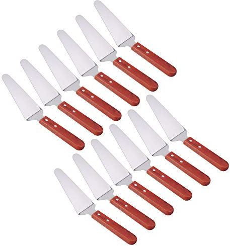 Tosnail 12 Stück Edelstahl Tortenheber Pizza Spatel Kuchen Cutter Slicer mit Holzgriff