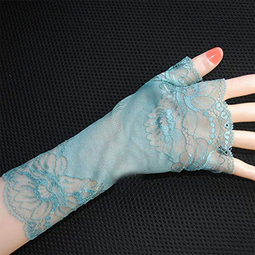SHOUtao Halbfinger Sonnenschutzmittel Kurze Handschuhe Weibliche Fingerlose Dünne Sommer Spitze Fingerlose Mittellange Anti-Ultraviolett Fahren Handschuhe