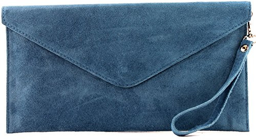 modamoda de T106 Damen Wildleder Rauleder Clutch Umhängetasche, handmade in Italy
