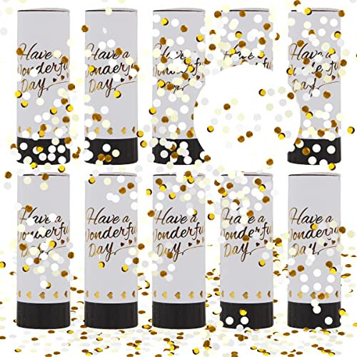XiXiRan 10pcs Tubi Spara Coriandoli Compleanno, Matrimonio, Laurea, Cannone Sparacoriandoli Oro, Biodegradabile, (Bianco)