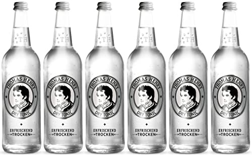 Thomas Henry Dry Tonic Water - erfrischend trocken - (6 x 0,75 l Glas MW) 6er Set Bitterlimonade zum Mixen deiner Longdrinks und Cocktails mit Gin & Co.