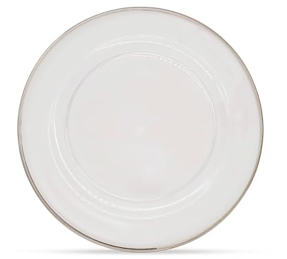 Silver Trim with Diamante & Pearl Flower Design Glass Plates, 1pc | 33cm (13 Inch) Decorative Dinner Chargers for Table Setting, Wedding, Party, Home & Event Décor, Dinner Table Decoration