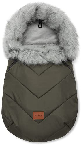 Bellochi Fußsack Kinderwagen Winter Universal Fußsack Buggy Winter - Kuschelig Warme Wintersack Kinderwagen mit Reißverschluss und Pelz (X - Khaki)