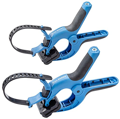Rockler 4'' Clamping Hose Holders (Pack of 2) – Spring Clamps Hose Holder w/Nylon, Thermoplastic, Non-Slip Rubber Grip - 3'' Jaw Opening Dust Collection Accessories - Versatile Mounting Clamps