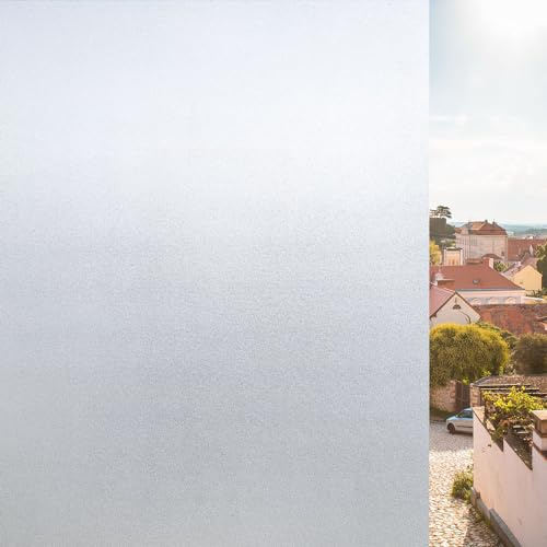 KROMAPOLIS Fensterfolie Blickdicht Selbsthaftend Milchglas Fenster Sichtschutz, Adhesive Milchfolie Innen Milchglasfolie Sonnenschutz Für Bad Küche Zuhause Büro, Frosted Window Film Weiß 60 x 300