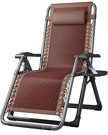 ZFF Tumbona Plegable Exterior Rota Silla De Gravedad Cero con Almohada Y Portavasos Respaldo Ajustable Sillón De Relajación para Terraza Jardín Playa Camping Carga Máxima 200kg (Color : A)
