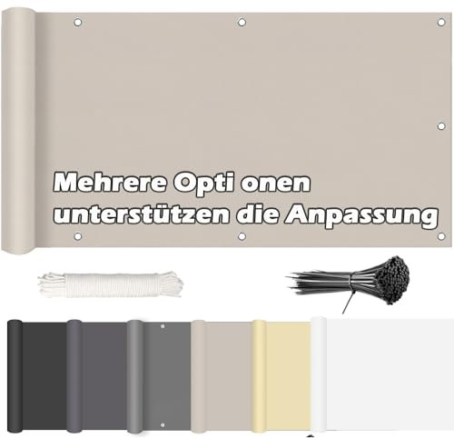 ROBAG Balkon Sichtschutz 180x250cm Sichtschutz Balkonbespannung, Wetterbeständiges und Pflegeleichtes, 100% Privatsphäre für Gartenanlagen, Camping und Freizeit - Taupe