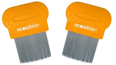 Neositrin Lot de 2 peignes professionnels pour poux et toiles en acier inoxydable avec pointes rondes